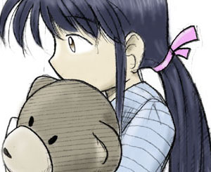 sad girl with bear...
