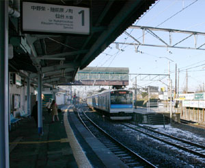 picture of Tagajou station, looking west towards Sendai