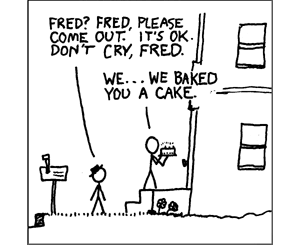 XKCD, they baked Fred a cake once